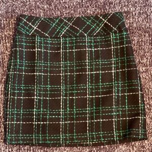 4 - Loft Plaid Green and Black Women's Skirt